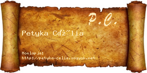 Petyka Célia névjegykártya